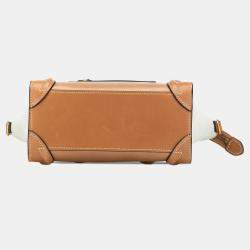 Celine Brown/White Nano Tricolor Leather Luggage Tote