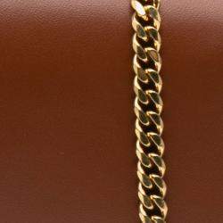 Celine Brown Small Leather Besace 16 Wallet On Chain
