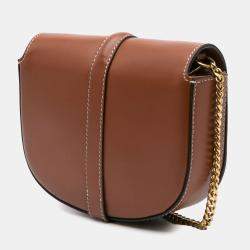 Celine Brown Small Leather Besace 16 Wallet On Chain