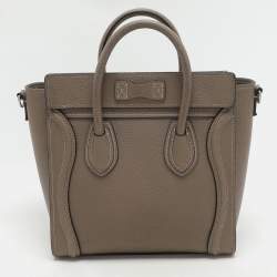Celine Taupe Leather Nano Luggage Tote
