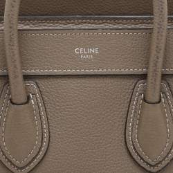 Celine Taupe Leather Nano Luggage Tote