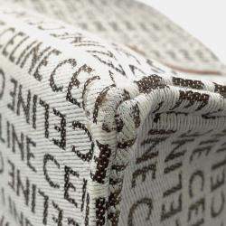 Celine White Tan Canvas Leather Triomphe Cabas Large Tote Bag