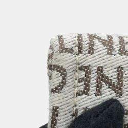 Celine White Tan Canvas Leather Triomphe Cabas Large Tote Bag