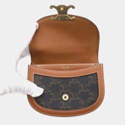 Celine Tan PVC Calf Leather Triomphe Mini Cabas Shoulder Bag