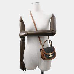 Celine Tan PVC Calf Leather Triomphe Mini Cabas Shoulder Bag