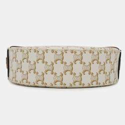 Celine White PVC Leather Triomphe Shoulder Bag