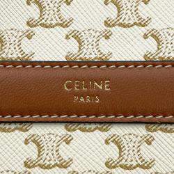 Celine White PVC Leather Triomphe Shoulder Bag