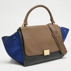 Celine Tricolor Leather Small Trapeze Top Handle Bag