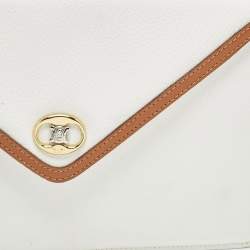 Celine White/Tan Leather Vintage Envelope Pouch