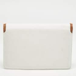 Celine White/Tan Leather Vintage Envelope Pouch