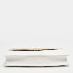 Celine White/Tan Leather Vintage Envelope Pouch