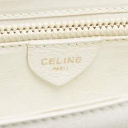Celine White/Tan Leather Vintage Envelope Pouch