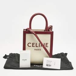 Celine Red/Natural Canvas and Leather Mini Vertical Cabas Tote