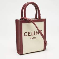 Celine Red/Natural Canvas and Leather Mini Vertical Cabas Tote