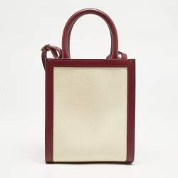 Celine Red/Natural Canvas and Leather Mini Vertical Cabas Tote