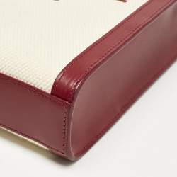 Celine Red/Natural Canvas and Leather Mini Vertical Cabas Tote