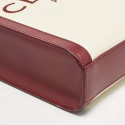 Celine Red/Natural Canvas and Leather Mini Vertical Cabas Tote
