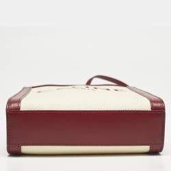 Celine Red/Natural Canvas and Leather Mini Vertical Cabas Tote