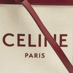 Celine Red/Natural Canvas and Leather Mini Vertical Cabas Tote