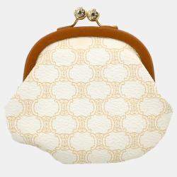 Celine White Coated Canvas Small Macadam Coin Purse Wallet