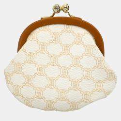 Celine White Coated Canvas Small Macadam Coin Purse Wallet
