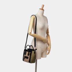 Celine Brown Tricolor Grained Calfskin And Nubuck Nano Luggage Tote
