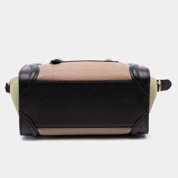 Celine Brown Tricolor Grained Calfskin And Nubuck Nano Luggage Tote