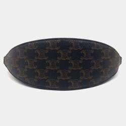 Celine Brown Coated Canvas and Leather Oval Bag