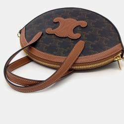 Celine Brown Coated Canvas and Leather Oval Bag