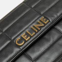 Celine Black Matelasse Goatskin Monochrome Chain Shoulder Bag