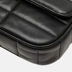 Celine Black Matelasse Goatskin Monochrome Chain Shoulder Bag