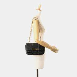 Celine Black Matelasse Goatskin Monochrome Chain Shoulder Bag