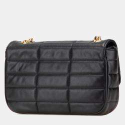 Celine Black Matelasse Goatskin Monochrome Chain Shoulder Bag