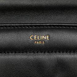 Celine Black Matelasse Goatskin Monochrome Chain Shoulder Bag