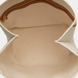 Celine Beige Small Canvas Logo Print Horizontal Cabas Tote