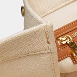 Celine Beige Small Canvas Logo Print Horizontal Cabas Tote