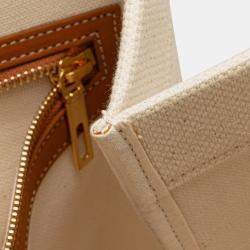 Celine Beige Small Canvas Logo Print Horizontal Cabas Tote