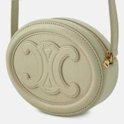 Celine Beige Small Calfskin Cuir Triomphe Oval Crossbody