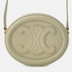 Celine Beige Small Calfskin Cuir Triomphe Oval Crossbody