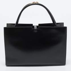 Pre Owned Celine Dark Brown Leather Zip Detail Tote