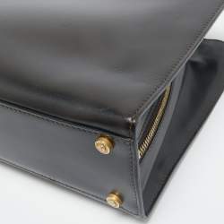 Pre Owned Celine Dark Brown Leather Zip Detail Tote