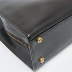 Pre Owned Celine Dark Brown Leather Zip Detail Tote