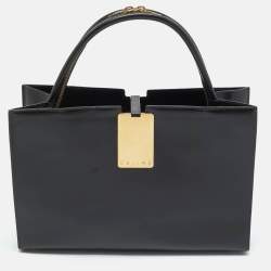 Celine Dark Brown Leather Zip Detail Tote