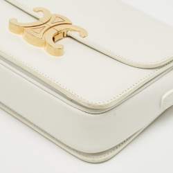 Pre Owned Celine White Leather Teen Triomphe Shoulder Bag