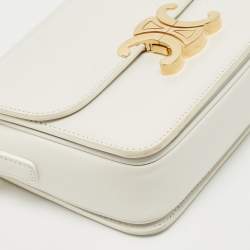Pre Owned Celine White Leather Teen Triomphe Shoulder Bag