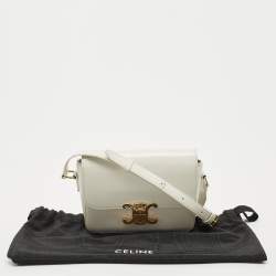 Pre Owned Celine White Leather Teen Triomphe Shoulder Bag