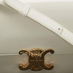 Pre Owned Celine White Leather Teen Triomphe Shoulder Bag