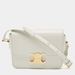 Pre Owned Celine White Leather Teen Triomphe Shoulder Bag