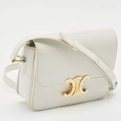 Pre Owned Celine White Leather Teen Triomphe Shoulder Bag