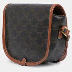 Celine Brown Medium Triomphe Coated Canvas Folco Crossbody